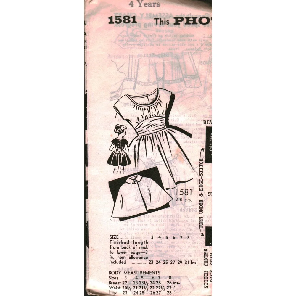 Vintage Simplicity 1581 Girls Dress and Bolero Sewing Pattern Size 4 1950s 1581