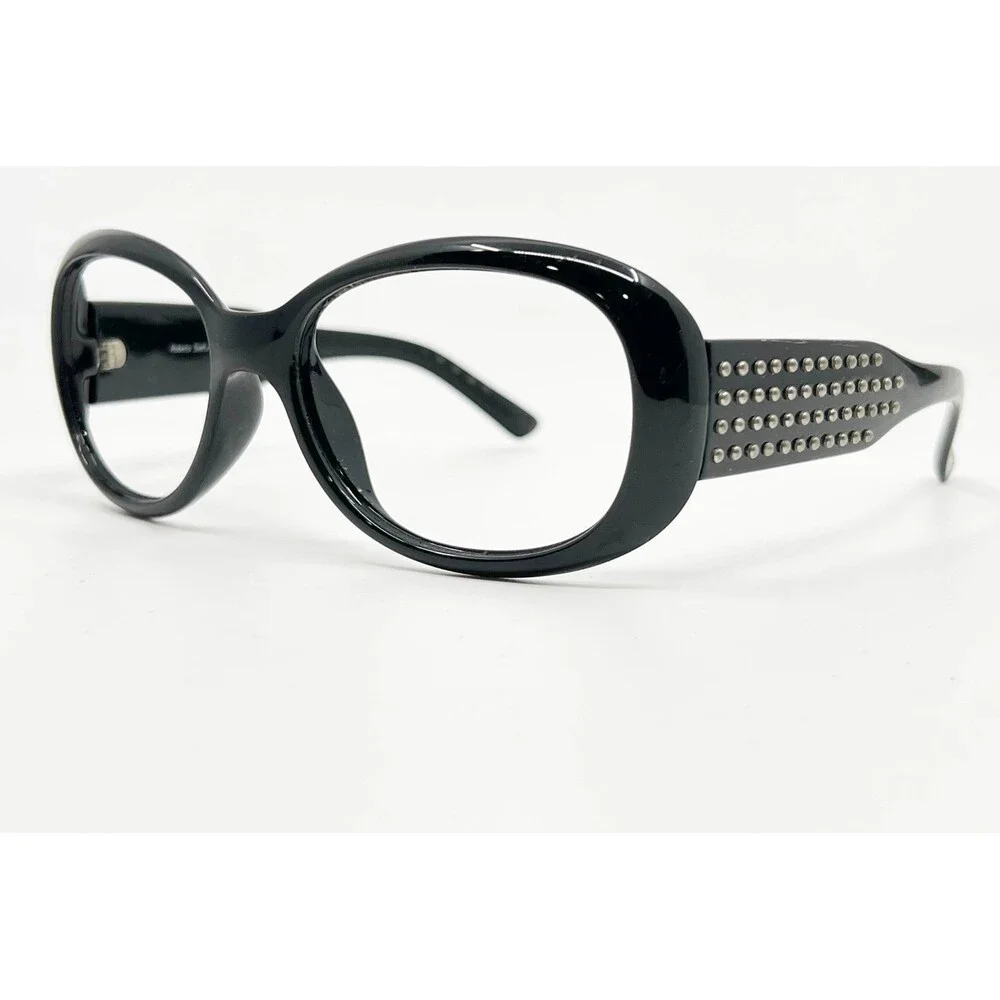 Roberto Steffan Eyeglasses Womens Black Studded Oval Frames 54-17-135