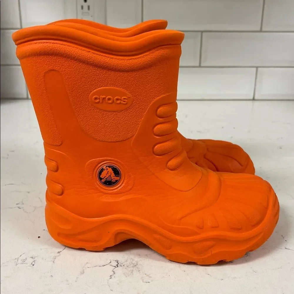 CROCS Kids' Georgie Rain Boots - Orange Size Euro 33 Men’s 1 - Women’s 3