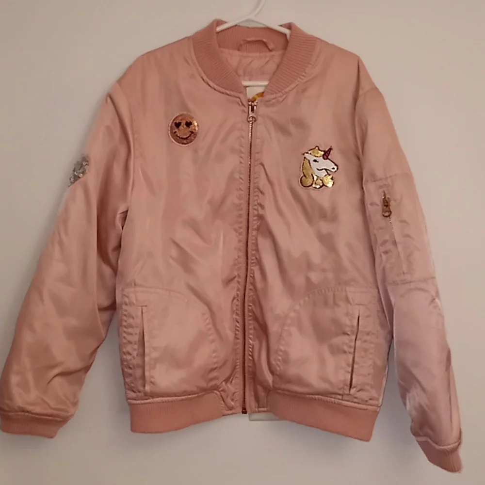 C&C California Girl's Baseball Jacket w/Sequin Patches Size 12