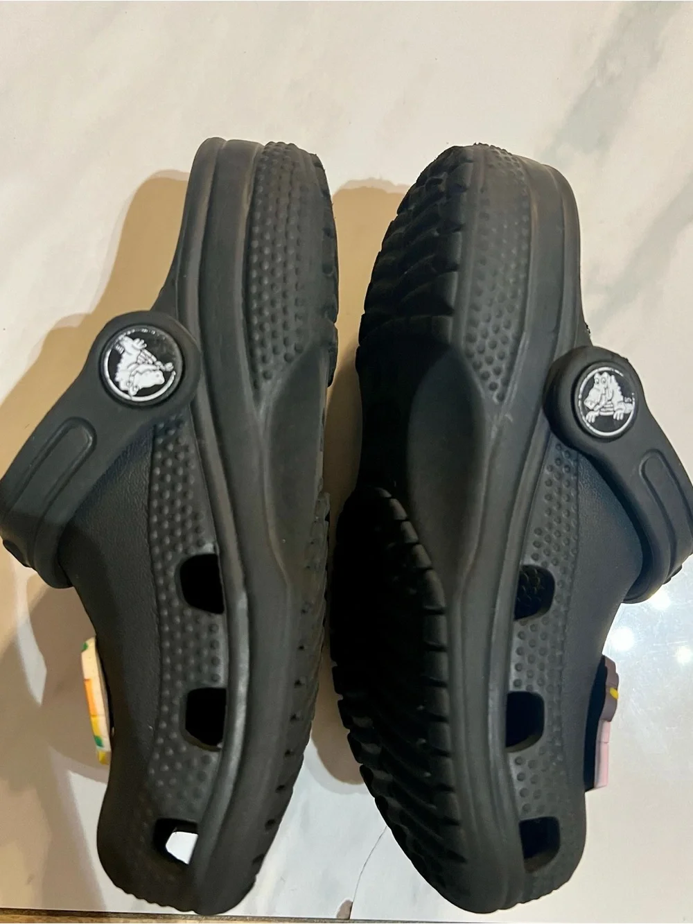 CROCS Kids Black Clogs with Colorful Candy Charms Size C8