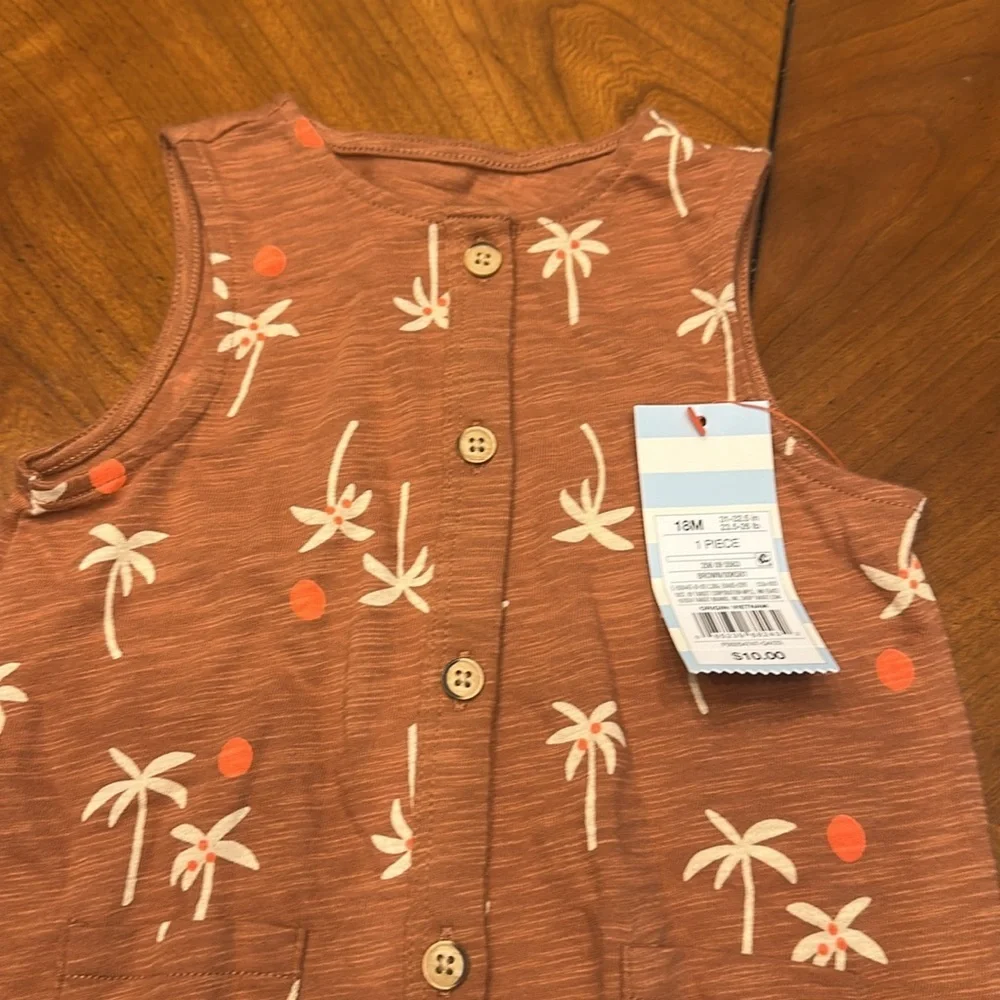 Cat Jack Brown Palm Tree + Sun Romper - size 18 months