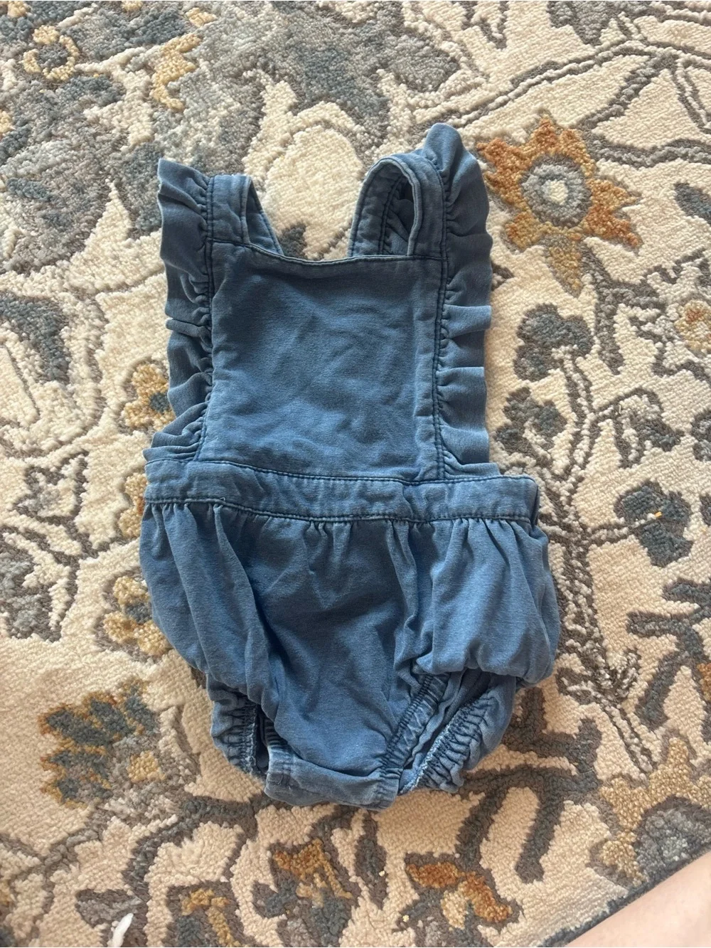 Cat & Jack Blue Ruffle Strap One-Piece Romper