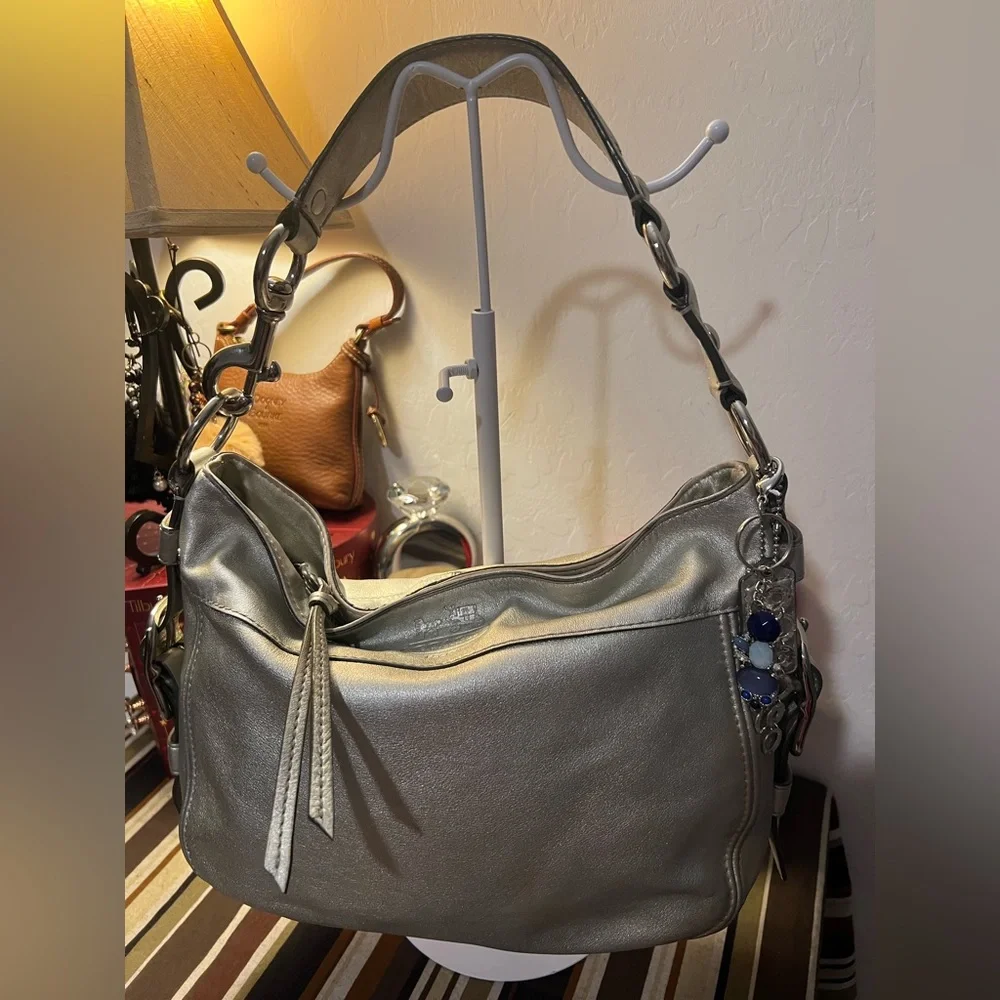 Coach 2008 Zoe Silver Leather Hobo Shoulder Bag Creed J0882-12671 (PIF)