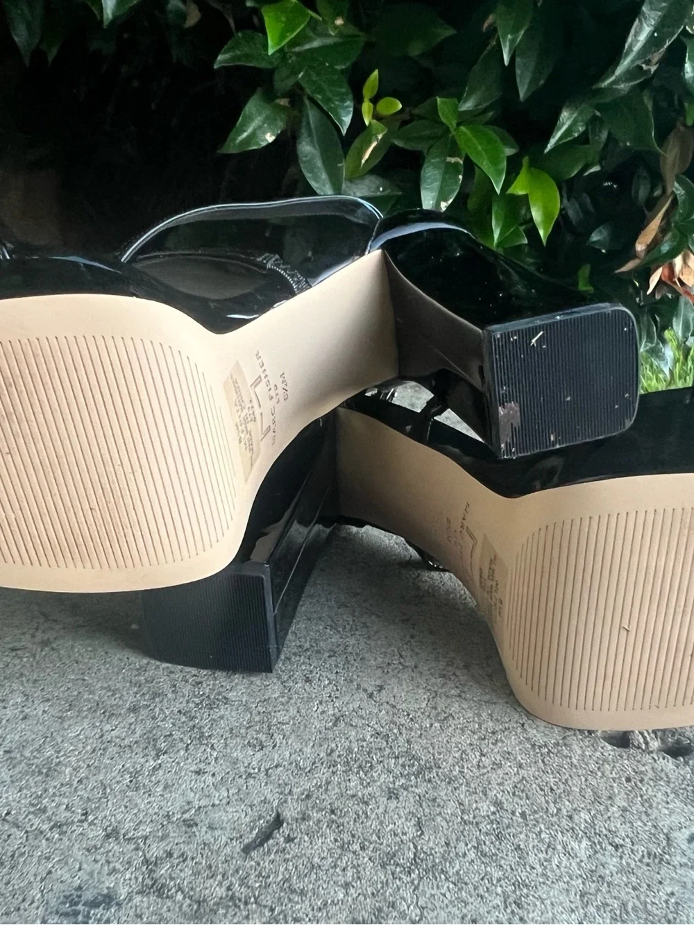 Marc Fisher Black Patent Platform Strappy Sandals