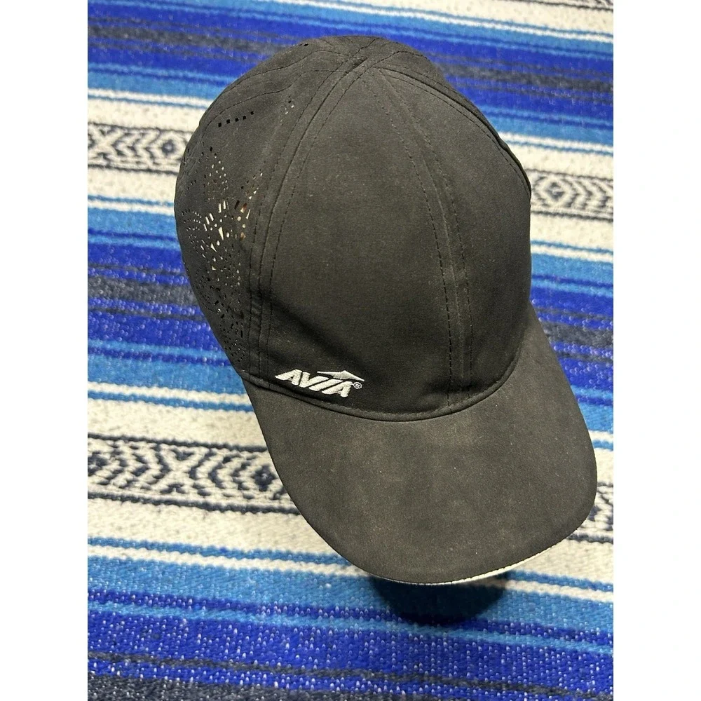Avia Hat Adult Womens Black Strap Back Cap Adjustable Hook Loop Running