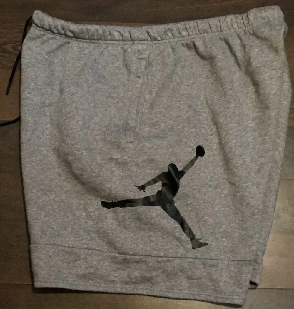 Men's Air Jordan Jumpman Grey Fleece Gym Shorts Training XXL~ Fast shipping!