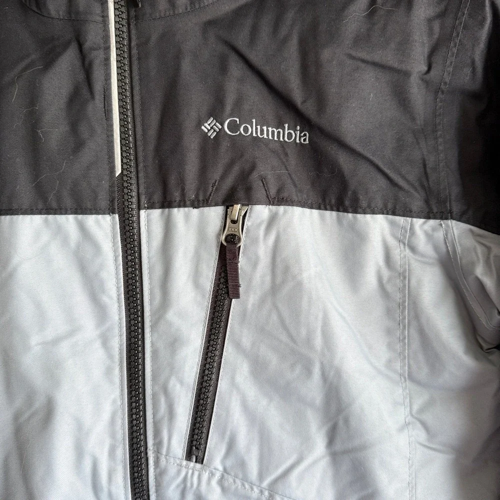 Columbia‎ Kids Grey Black Colorblock Outgrown Insulated Winter Hooded Jacket M