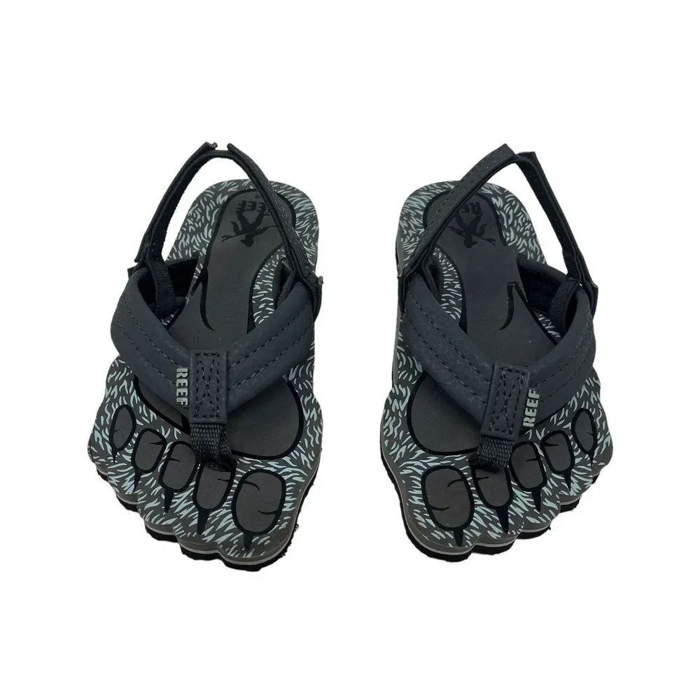 Reef Little‎ Reef Creatures Kids Grey Flip-Flop Sandals Kids Size 7/8 Big Foot