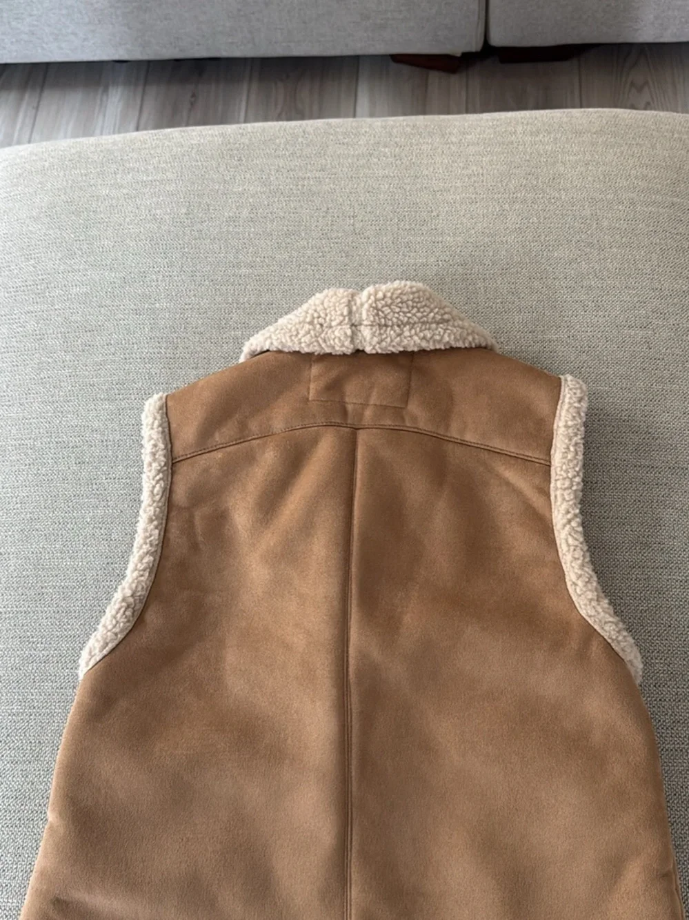 Kids Tan Shearling-Lined Vest - Cozy Faux-Suede Vest