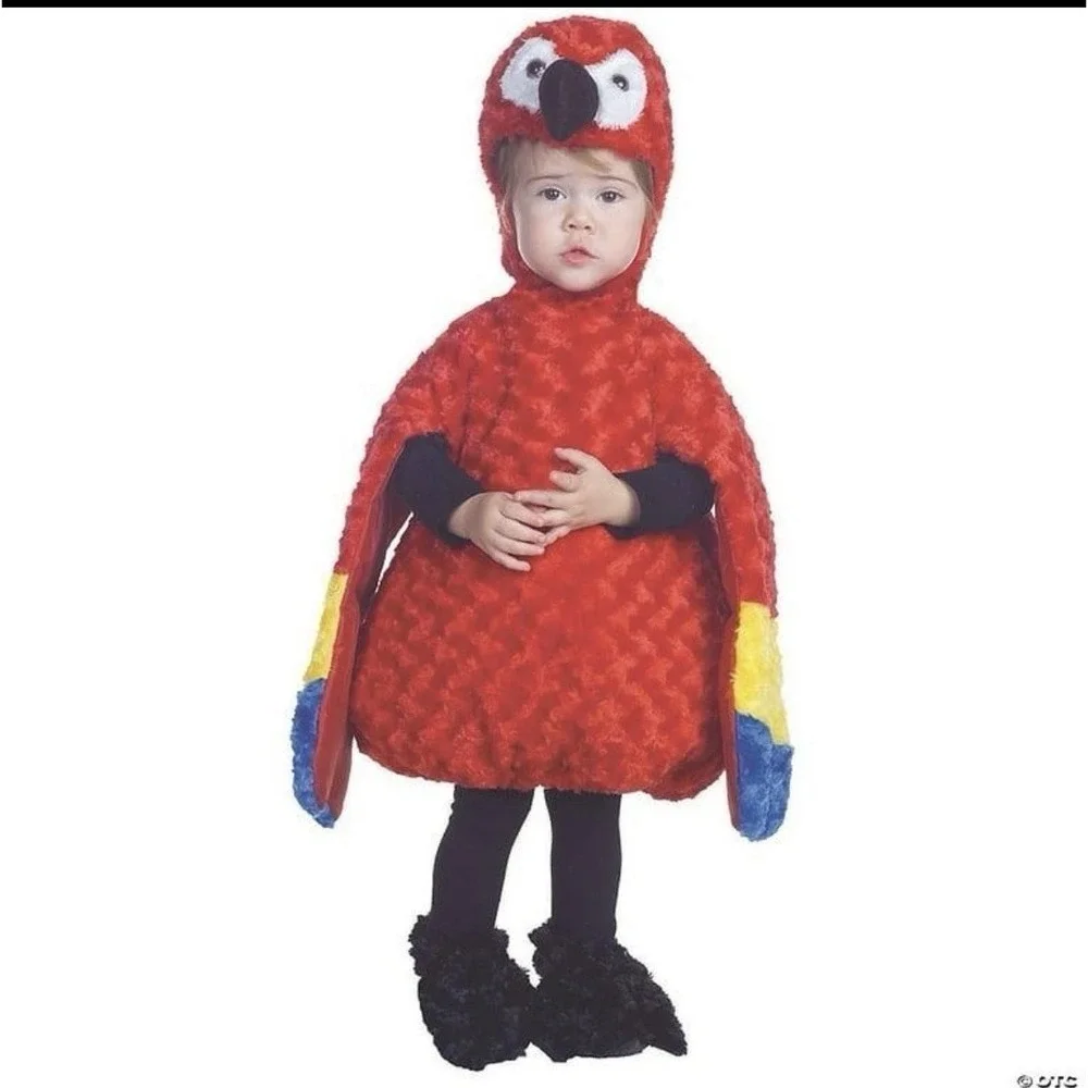 Underwraps Kids Medium Plush Parrot Costume Red Bird Hood Wings Halloween