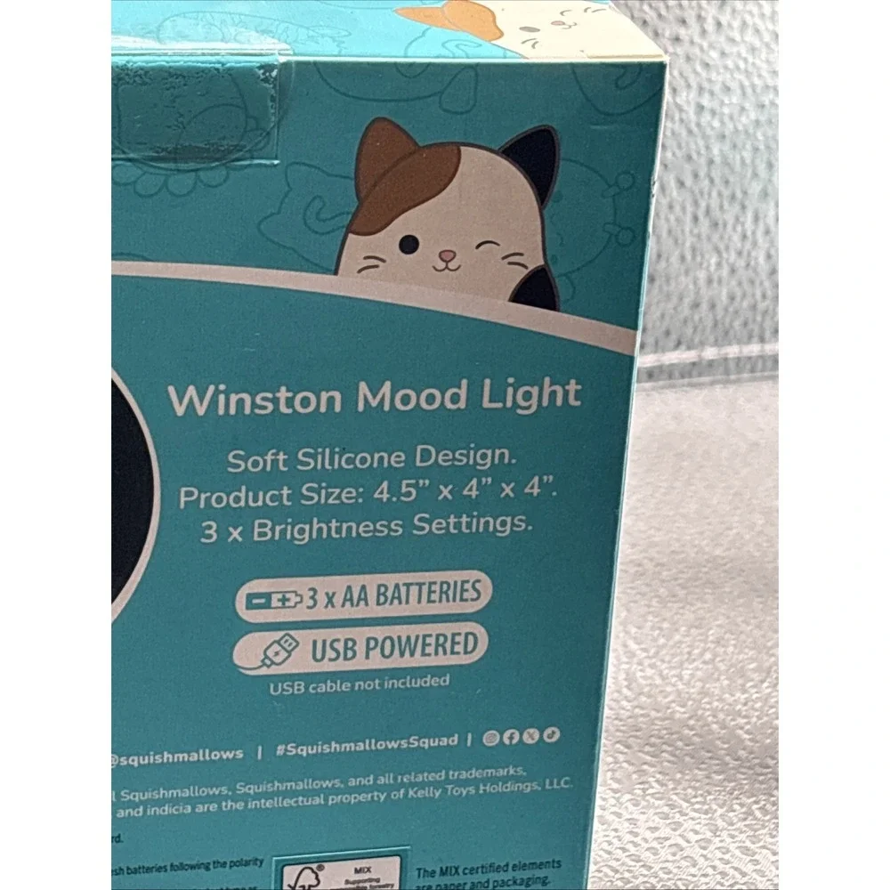 SQUISHMALLOWS Winston the Owl MOOD LIGHT Touch Control USB or Battery NEW Sealed