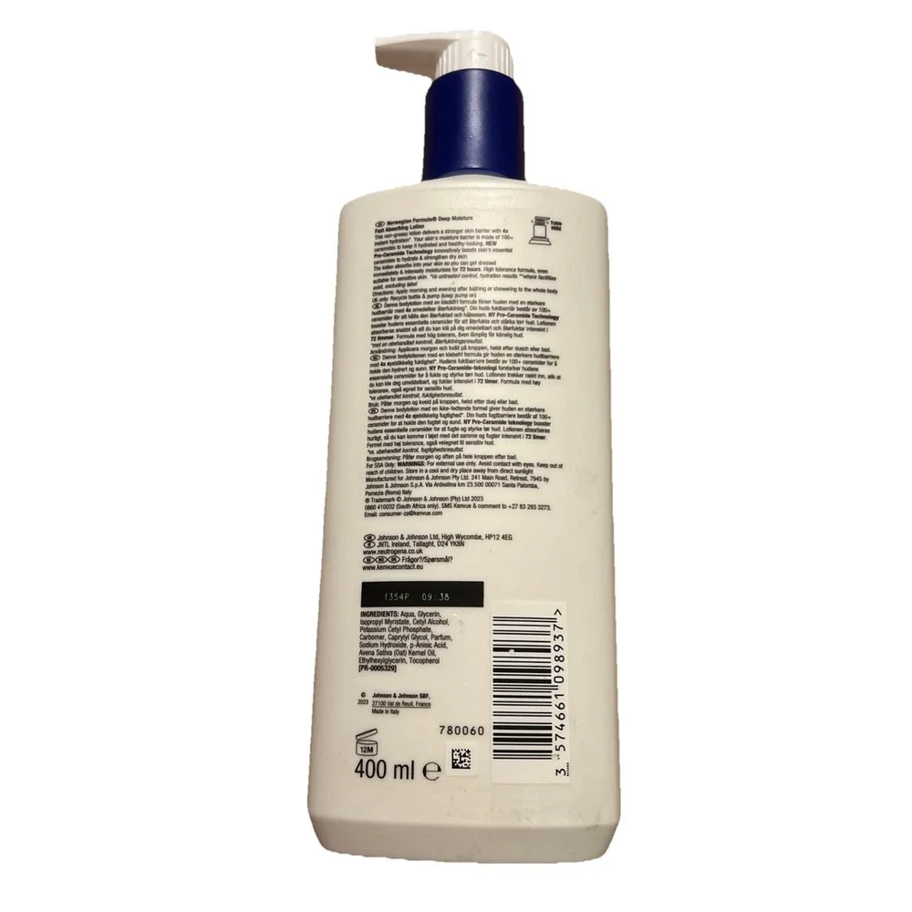 Neutrogena Deep Moisture Body Lotion Fast‎ Absorbing Strengthen Dry Skin 13.5 oz