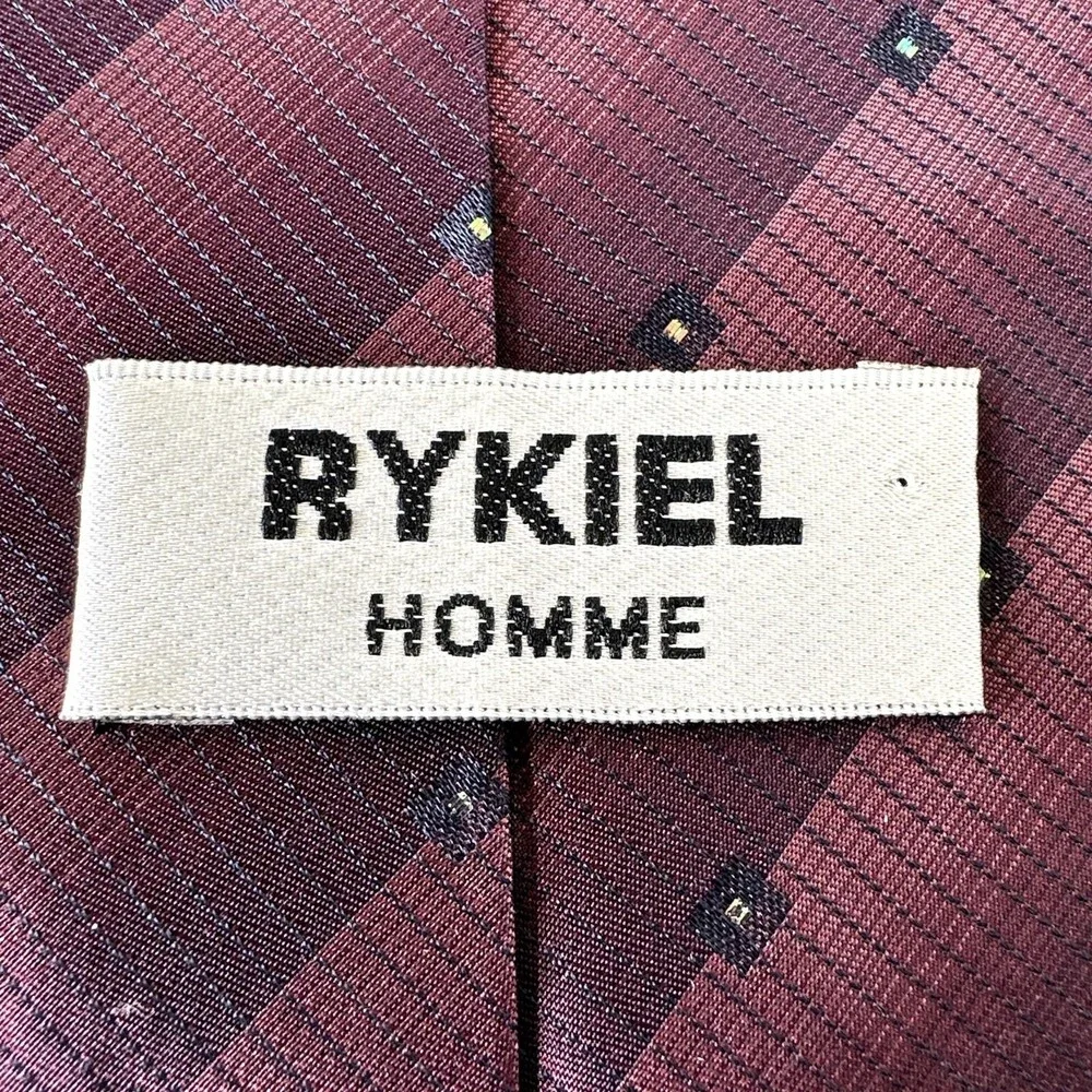 Rykiel Homme Mens Silk Tie 56‎ x 3.75 Burgundy Textured Designer French Luxury
