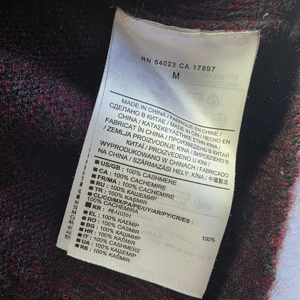 Banana Republic Med Cashmere Shawl Collar Pullover Sweater Burgundy‎ Speckled