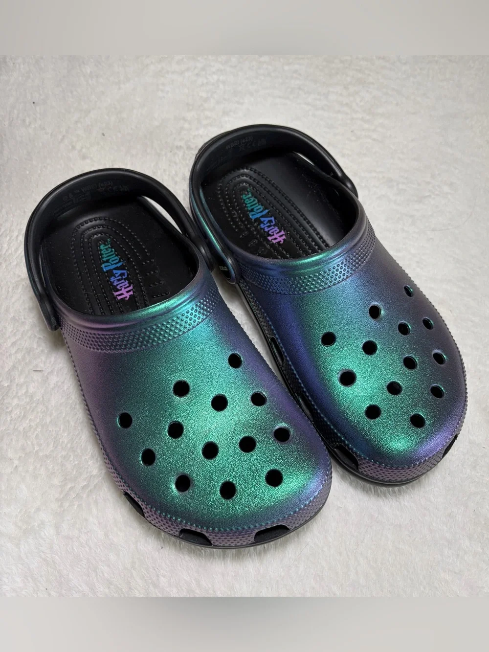 Crocs Harry Potter Kids Iridescent Green-Blue Clog Sandals Slip-On Sz M6-W8‎