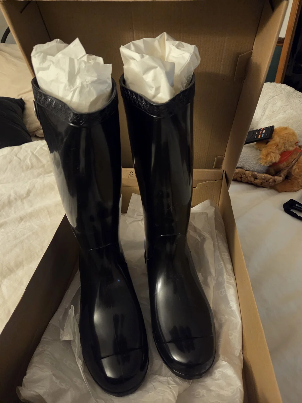 UGG Women's Glossy Black Tall Rain Boots