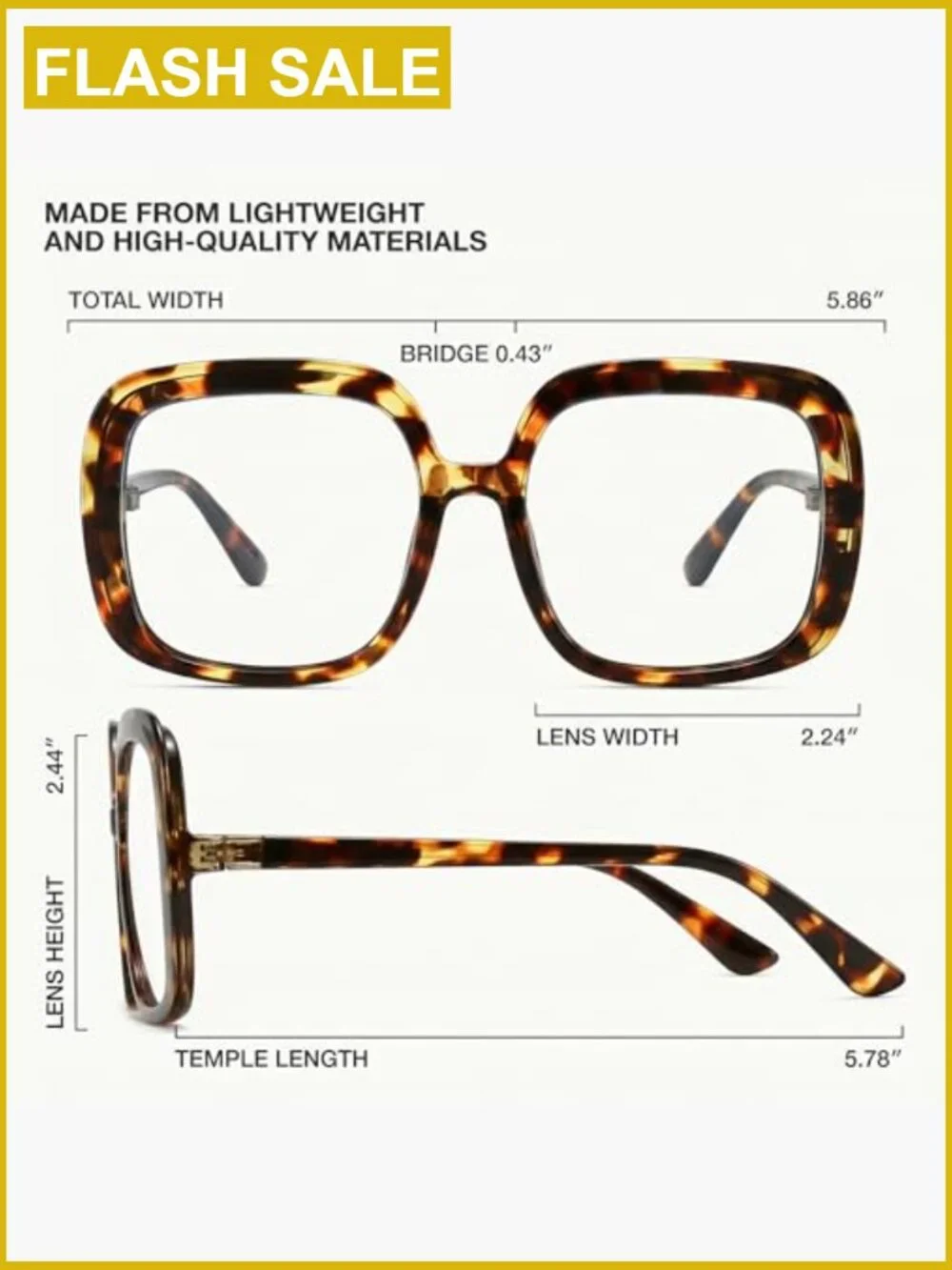 Oversized Retro Blue Light Glasses, Anti-Glare Computer Eyewear