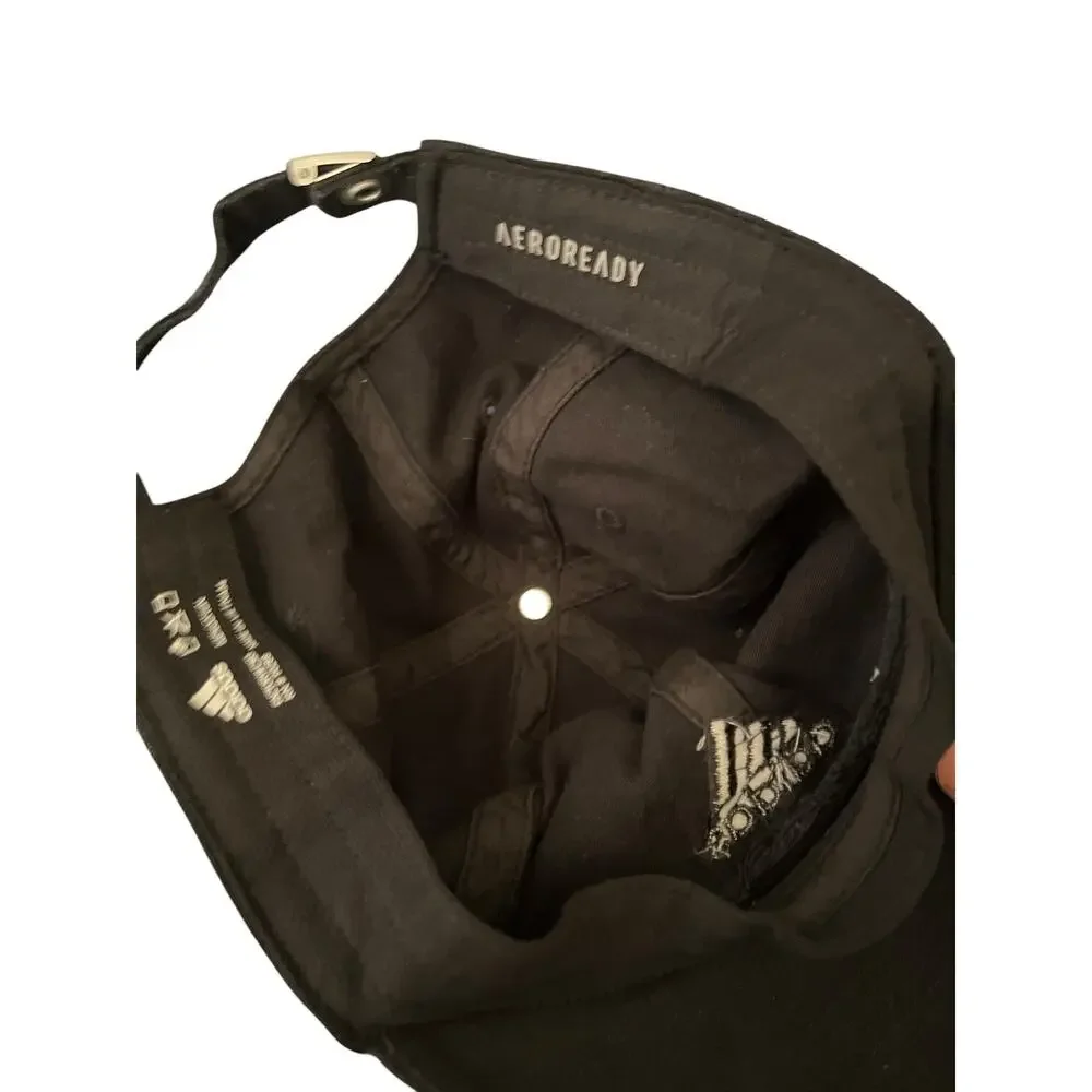 Adidas Aeroready OS Black Embroidered Strapback Workout Athletic Baseball Cap