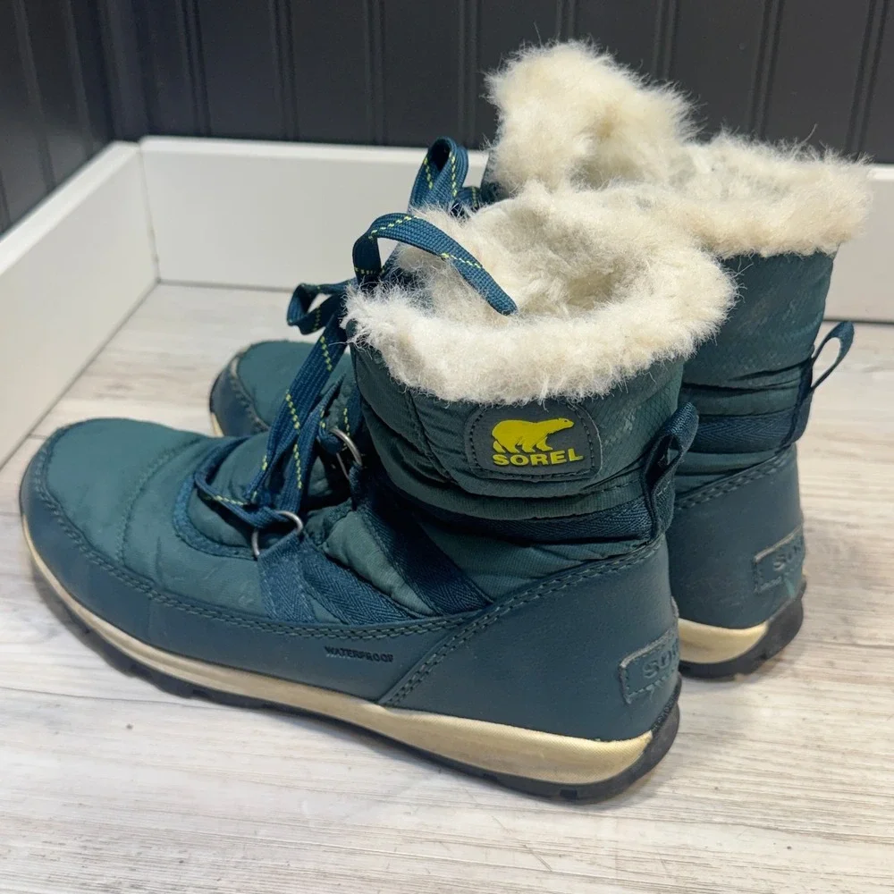 Sorel Womens Boots Size 8 Whitney Green‎ Fur Waterproof Winter NL2776-375