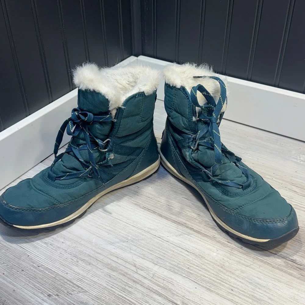 Sorel Womens Boots Size 8 Whitney Green‎ Fur Waterproof Winter NL2776-375