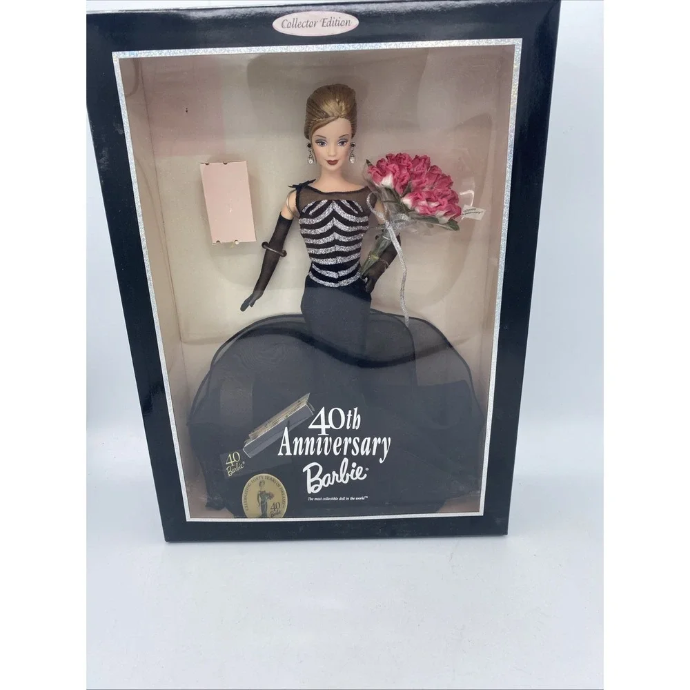 1999 40th Anniversary Barbie Doll Collector Edition Black dress roses #21384 NEW