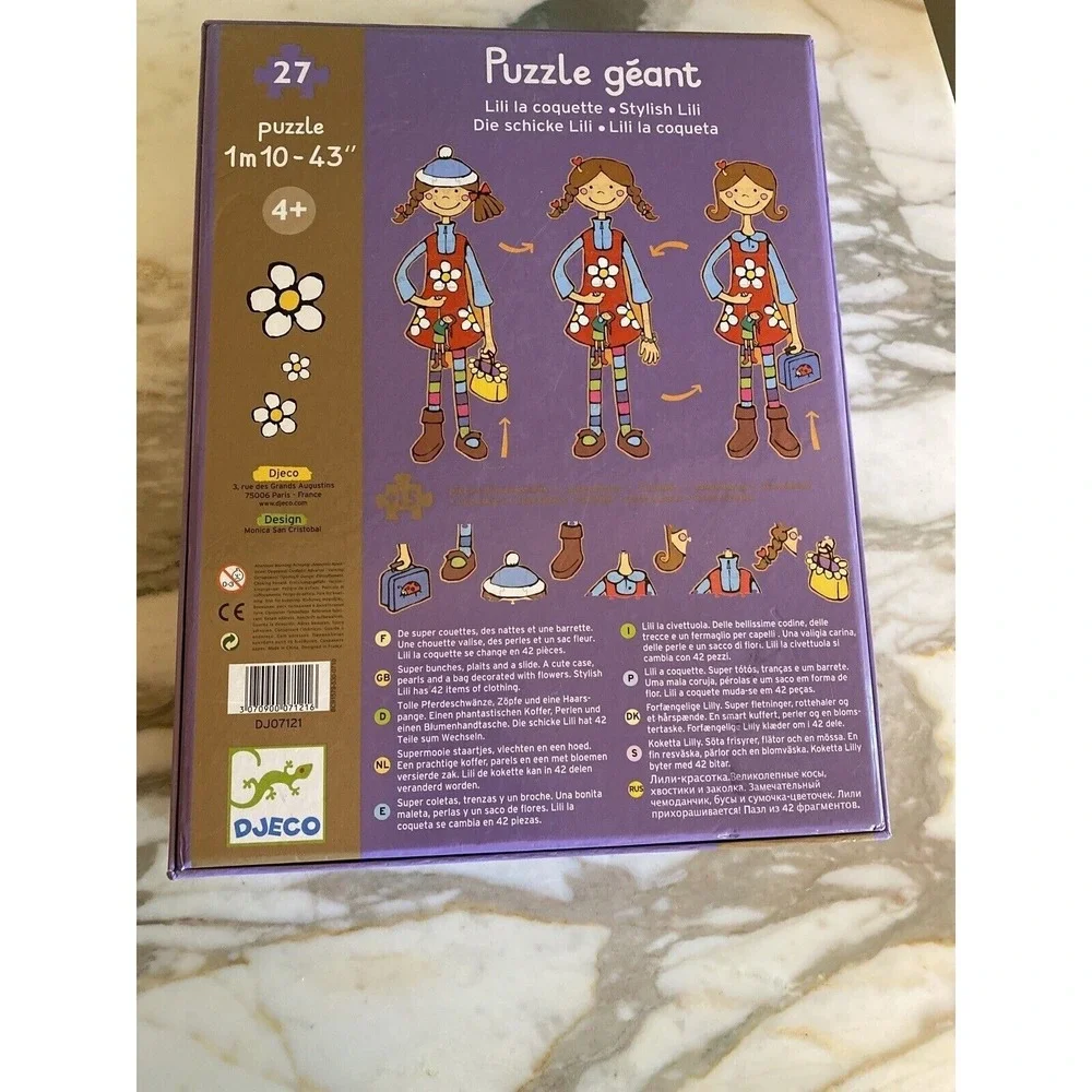 Djeco 27-Piece Stylish Lili Giant Puzzle For Ages 4+‎