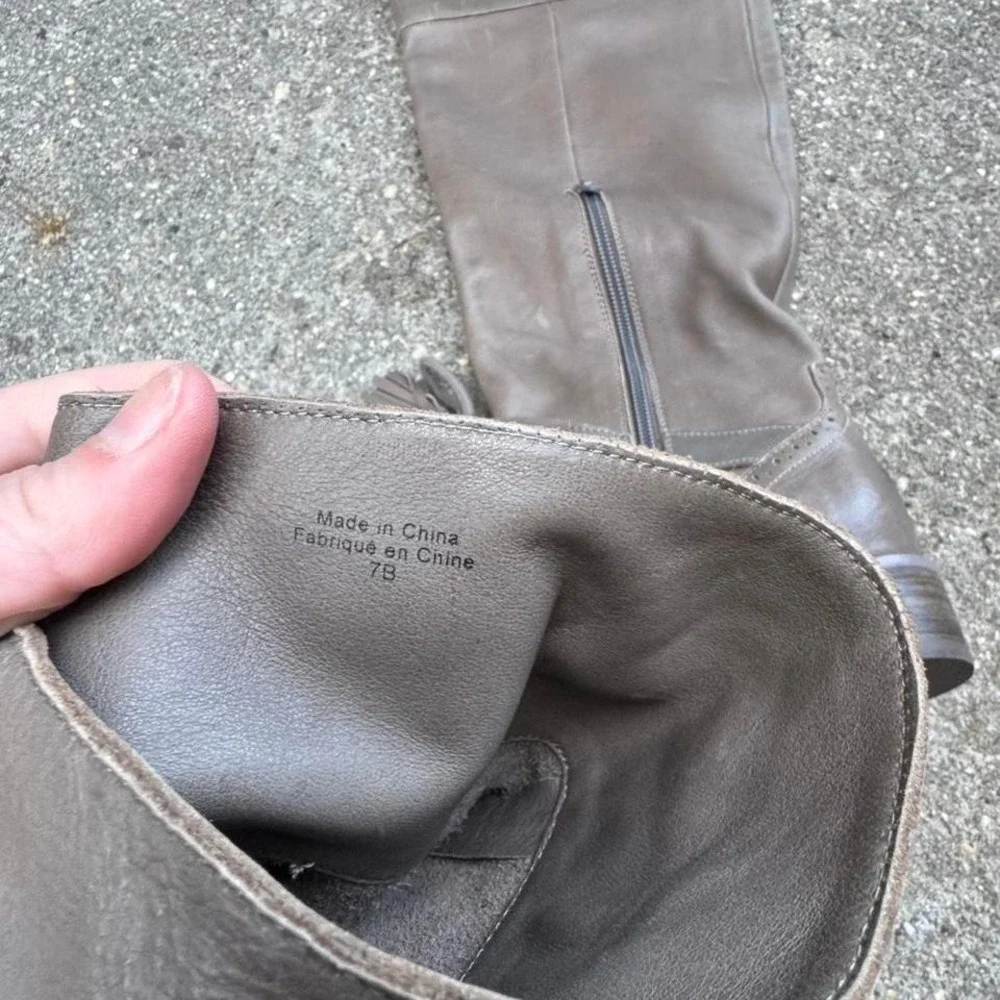 Lucky Penny Dawn Oxford Tassel Boots‎ Women's Size 7 Gray Leather Knee High