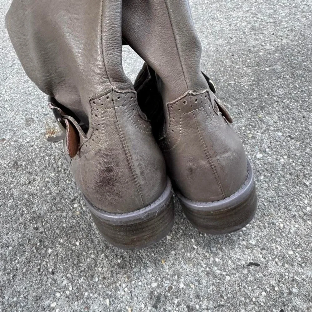 Lucky Penny Dawn Oxford Tassel Boots‎ Women's Size 7 Gray Leather Knee High