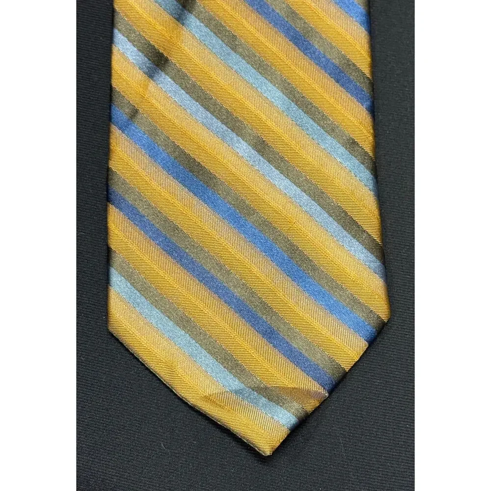 Pronto Uomo 100% Silk Tie, Browns Golds‎ & Blues