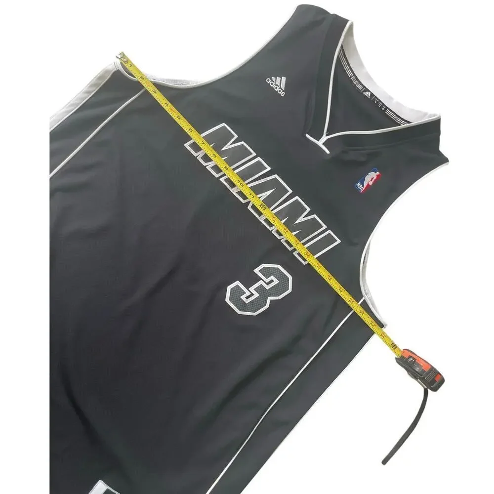 ADIDAS NBA MIAMI HEAT JERSEY DWYANE WADE SPECIAL EDITION BLACK OUT STITCHED SZ L