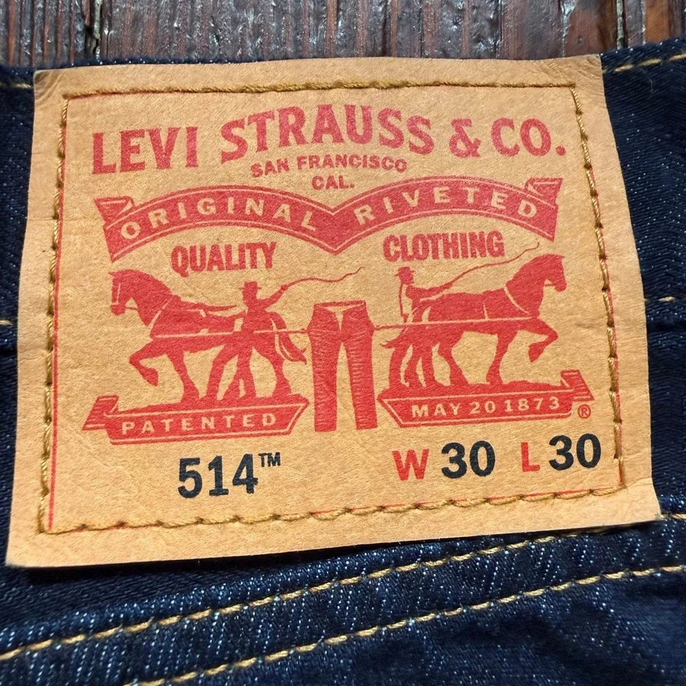 NWT Levis 514 Jeans Mens 30x30 Blue Dark‎ Wash Straight Leg Stretch Denim Pants