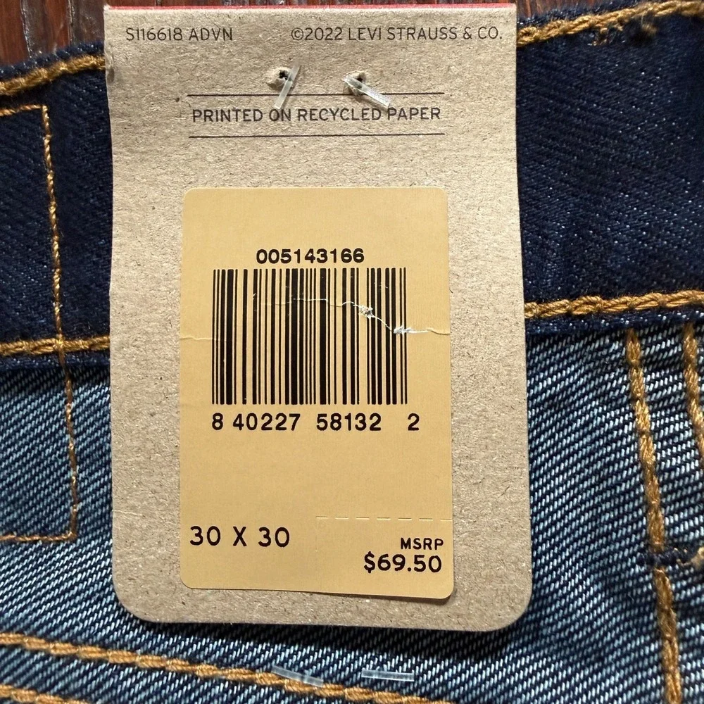 NWT Levis 514 Jeans Mens 30x30 Blue Dark‎ Wash Straight Leg Stretch Denim Pants
