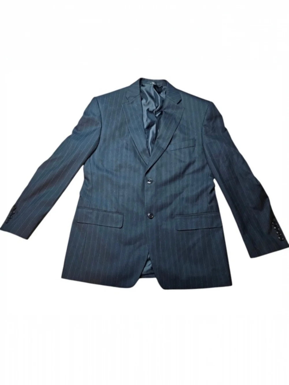 Haggar 40R Black with Light Blue Pin Stripe Sport Suit Jacket