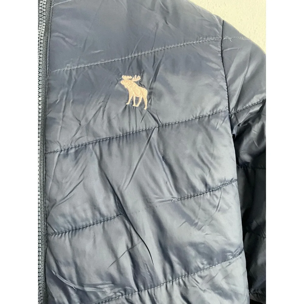 Abercrombie Kids Reversible Puffer Jacket Girls‎ Navy Pink Size 9/10 Hooded