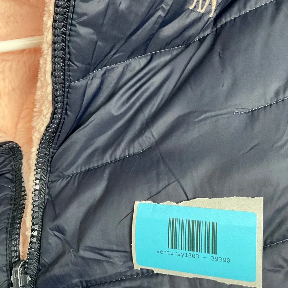 Abercrombie Kids Reversible Puffer Jacket Girls‎ Navy Pink Size 9/10 Hooded