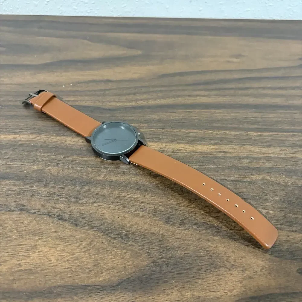Komono The‎ Wizard Watch Black Grey Tan Leather Band Water Resistant Stainless