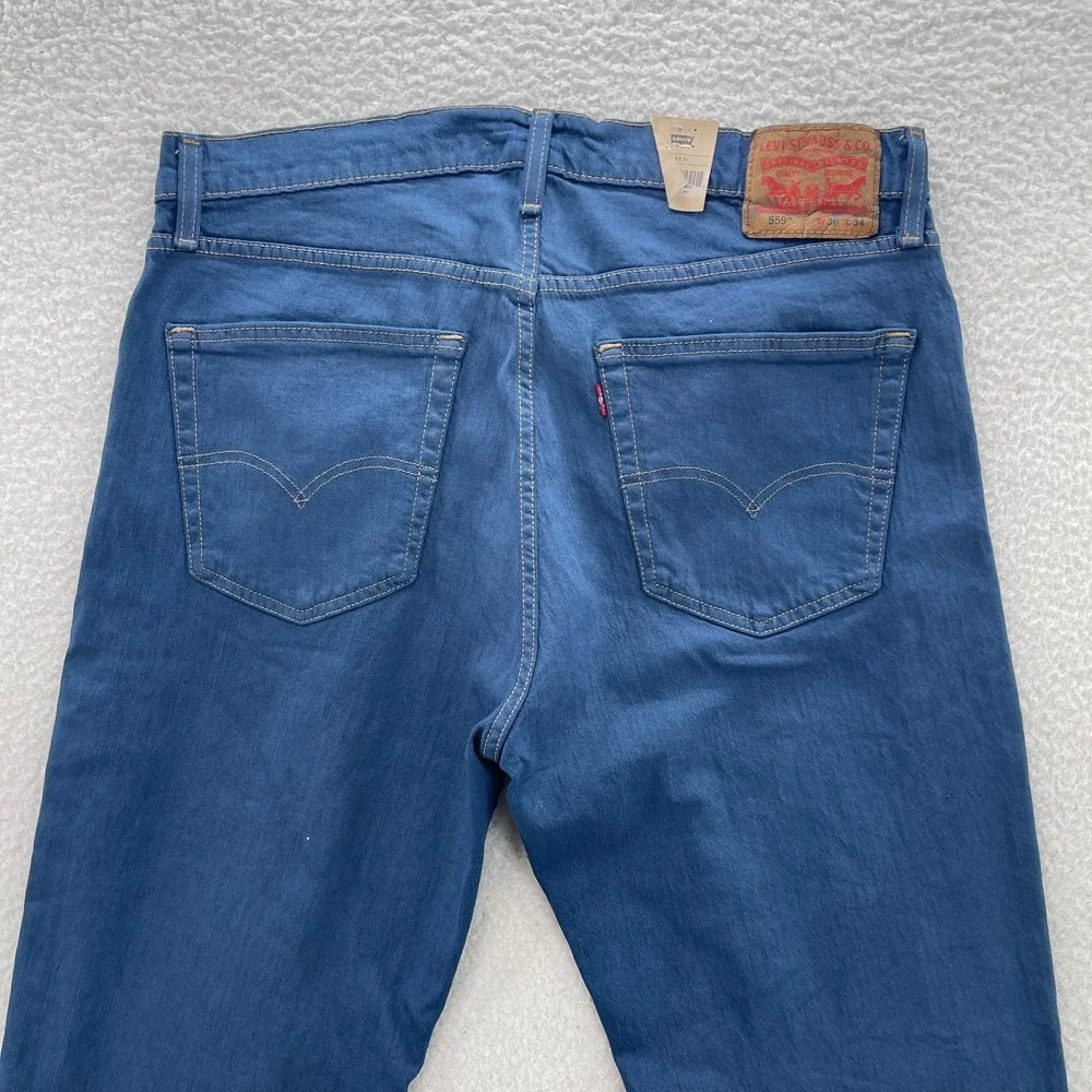 Levis 559 Jeans Mens 36x34 Blue Relaxed Straight Denim Stretch Casual Grunge Y2K