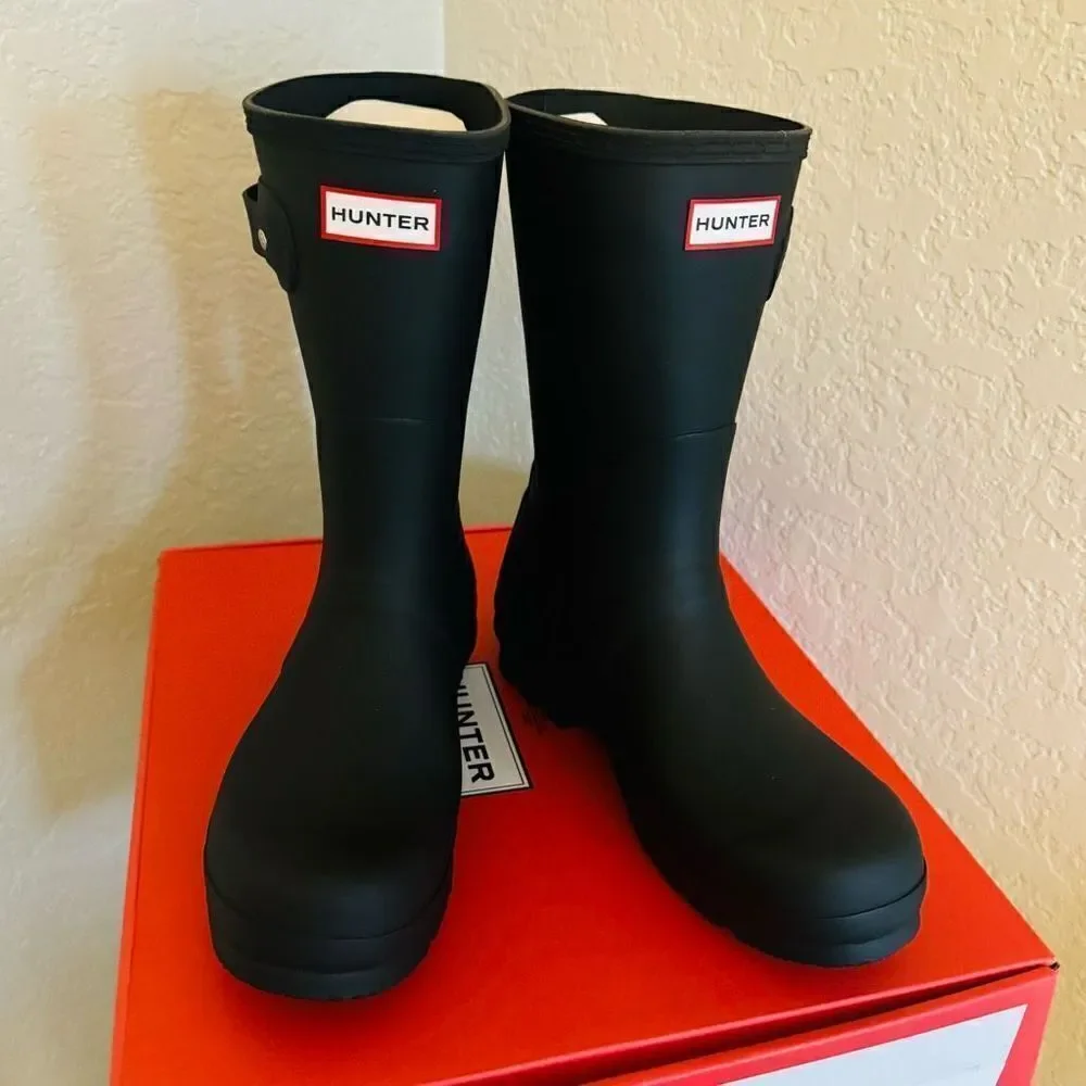 HUNTER Original‎ Short Waterproof Rain Boot, Rubber Black, Size 9, NWT
