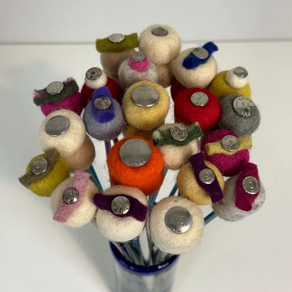 Handmade Felted Flower Bouquet 21 Stems Multicolor 14”