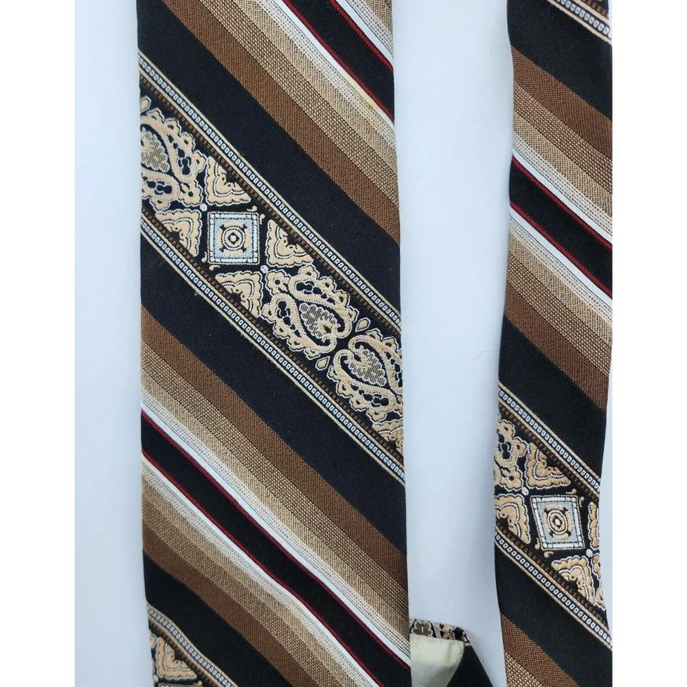 Vintage Christian Dior Monsieur‎ Multi Pattern Striped Design Polyester Tie
