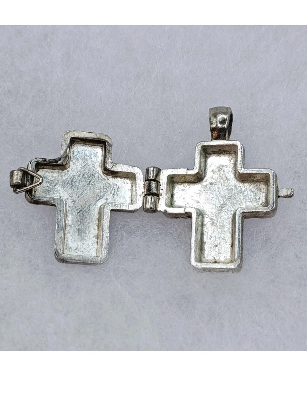 Vintage Cross Locket Amethyst Sterling Cross Pendant Rhinestone Cross Brooch LC