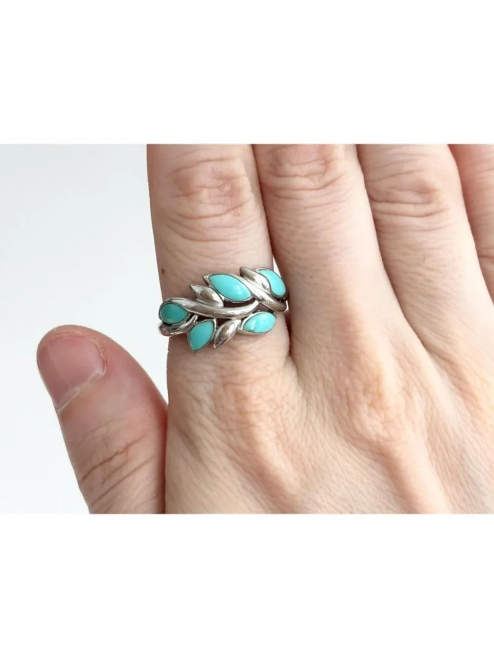 Southwest Sleeping Beauty Turquoise Sterling Silver 925 Vintage Ring - sz 9