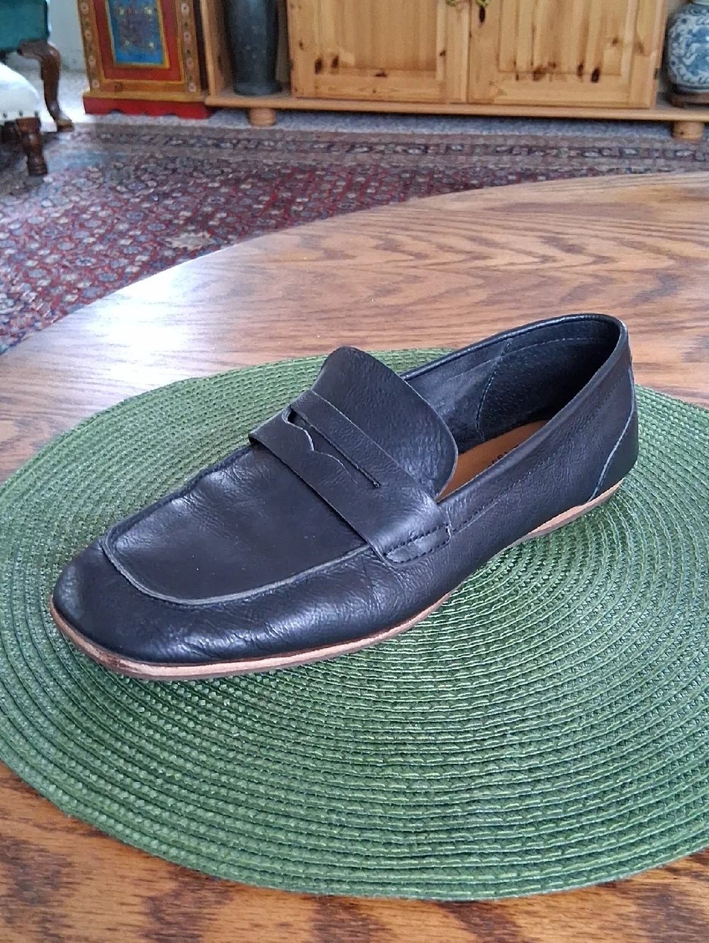 Kork-Ease Pisa Black Leather Square Toe Academia Preppy Loafers Size 8