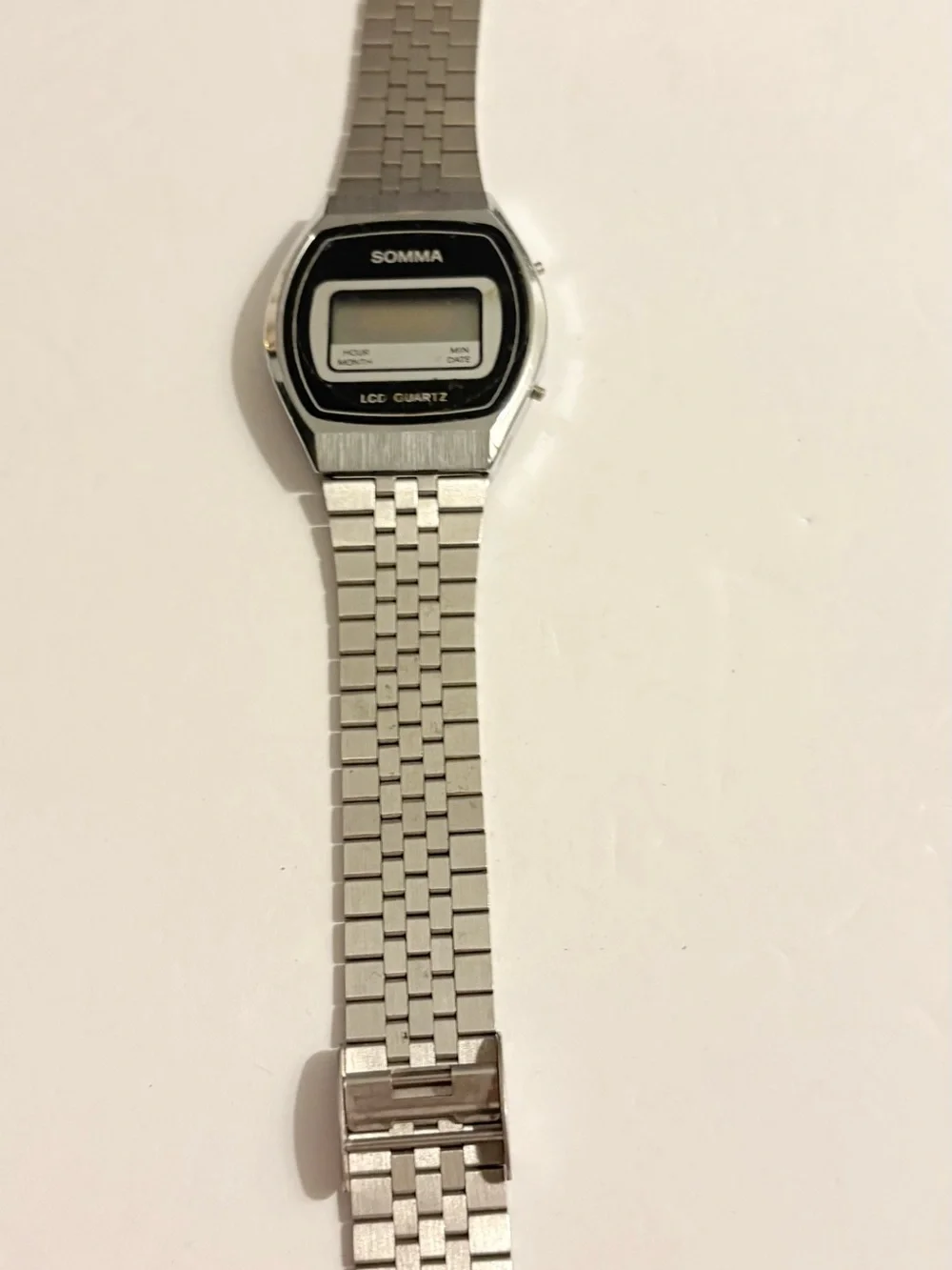 Somma Vintage/Retro LCD Digital Quartz Date Square 34mm Steel Silver Bracelet
