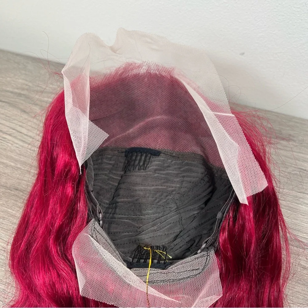 Burgundy Red 99J Human Hair Body Wave Lace Front 30 Inch Wig