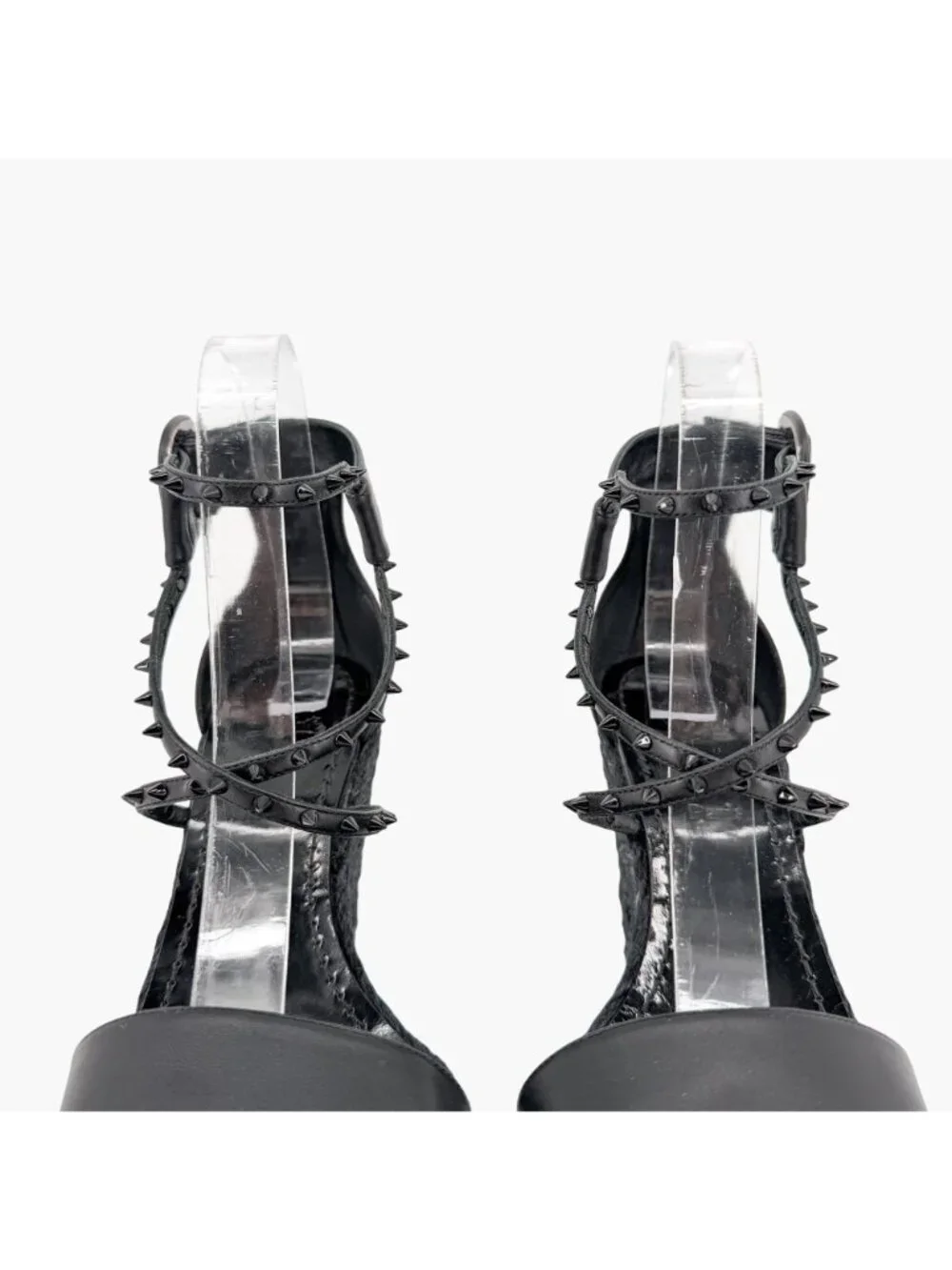Christian Louboutin Chocazeppa Espadrille Wedge Sandals Black Size 39 US 9 Spike