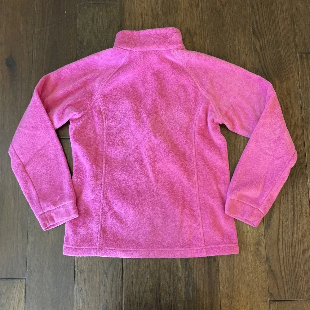 Columbia Fleece Jacket‎ Girls 14/16 Pink Full Zip Stand Collar Zip Pockets Warm