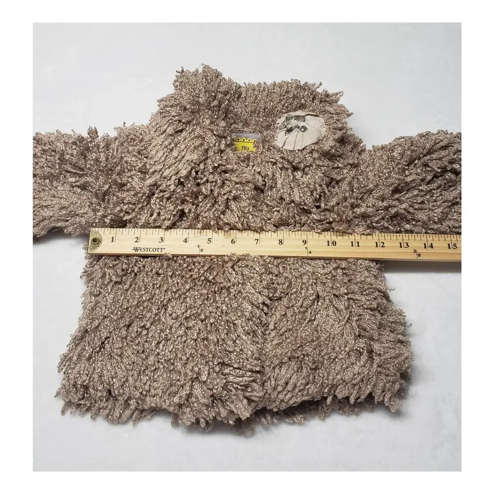 Piece Of Cake Toddler Faux Fur Jacket XS Brown Y2K 2000s Teddy Bear Cozy Coat