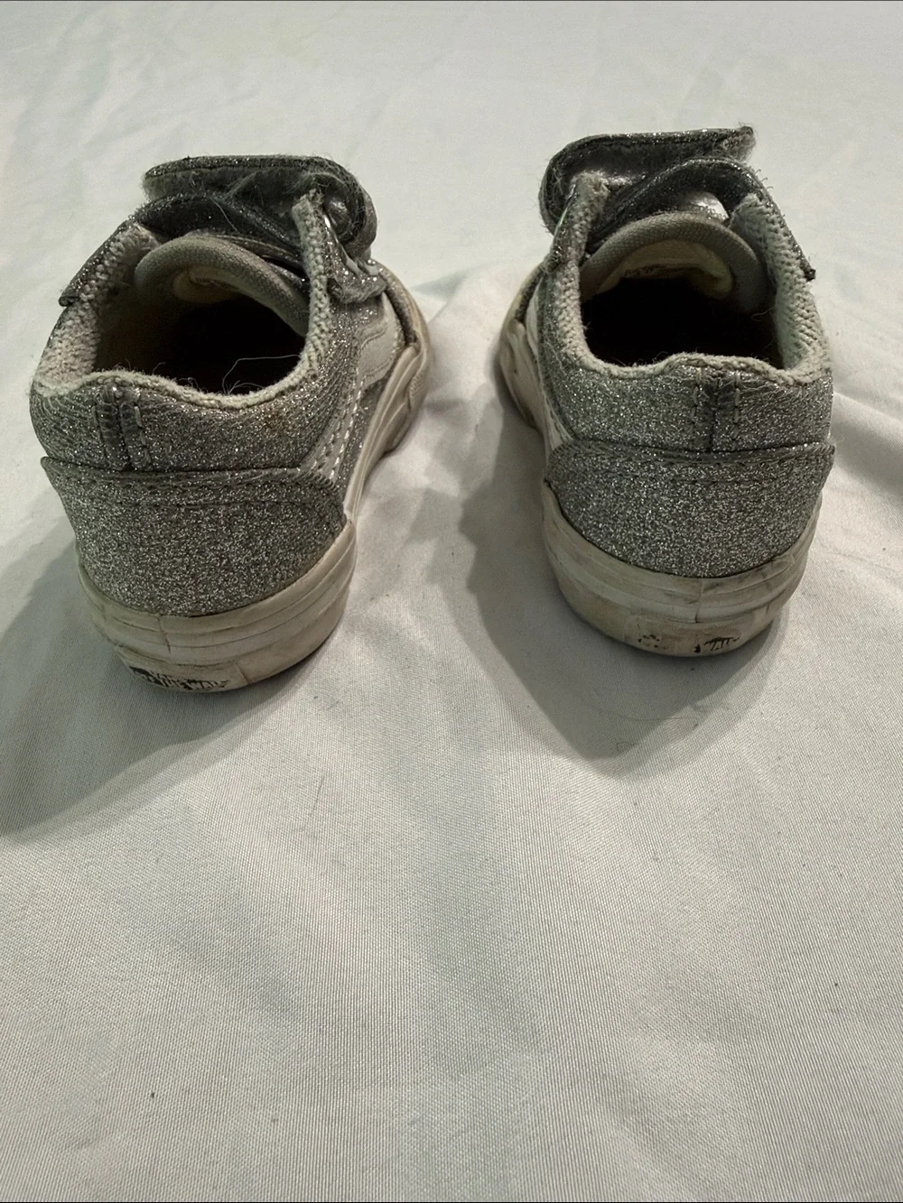 Kids Glitter Velcro Sneakers - Silver